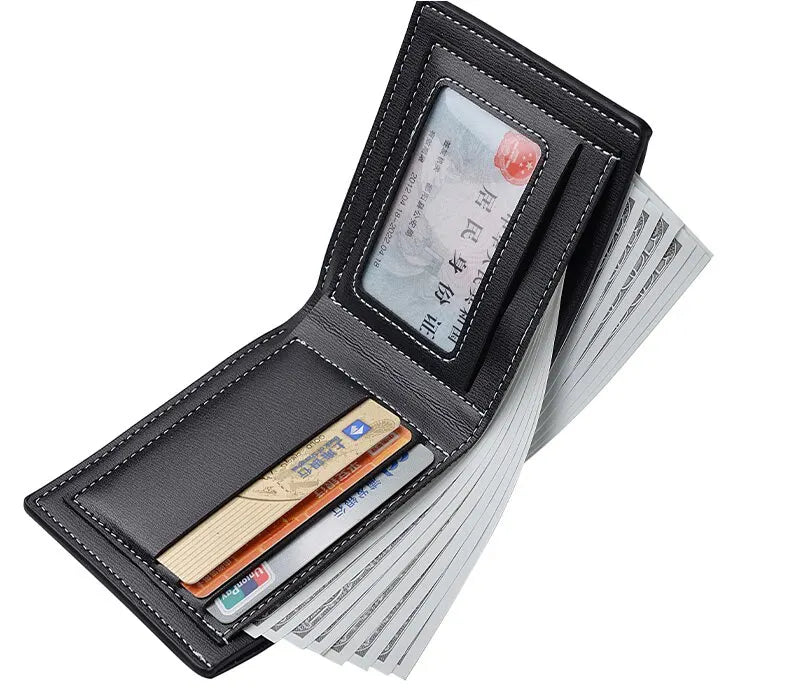 Pu Leather Men Short Wallet Thin Style Folding Young Men Credit Card Holder Wallet.