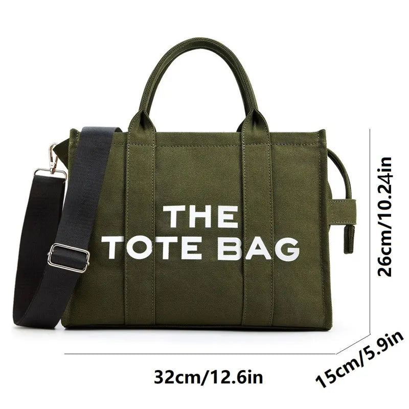 New Women's Canvas Tote Bag Silk Print Letter High Capacity Tote BAG Handheld One Shoulder Crossbody Bag.