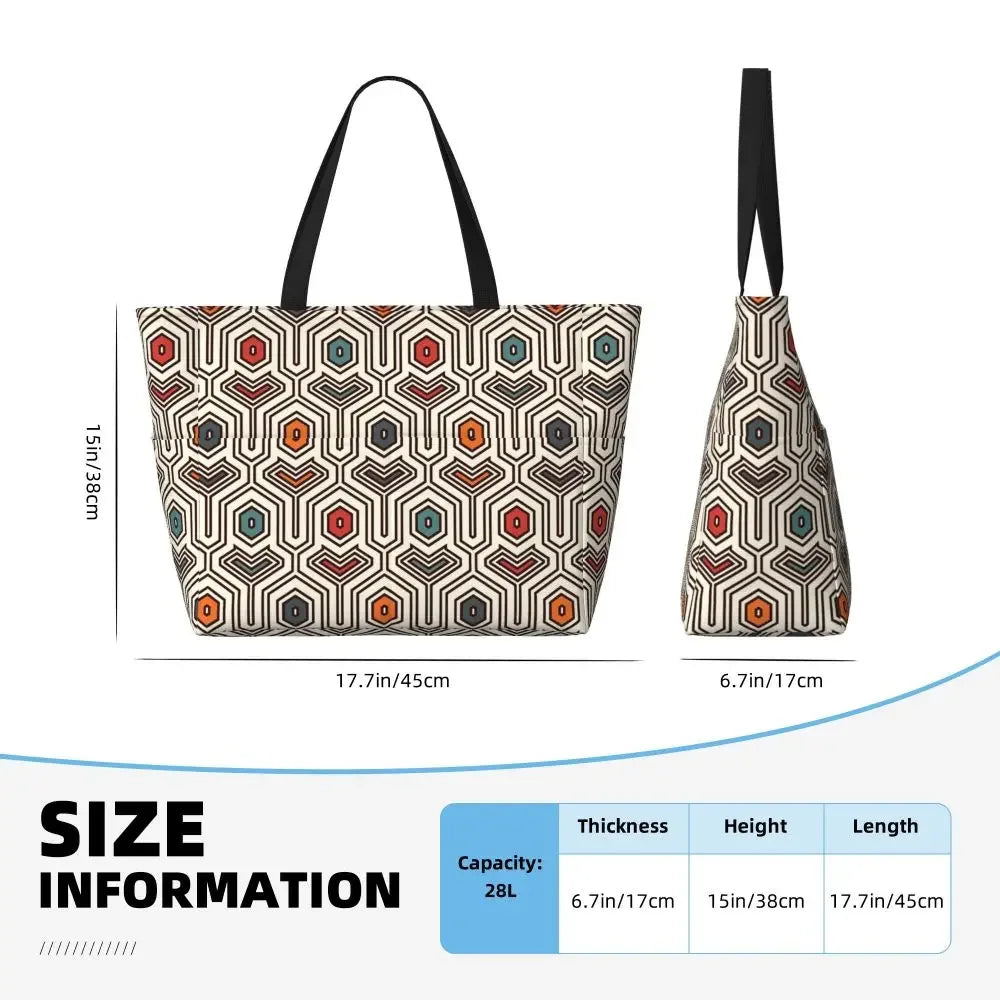 Custom African Kente Cloth Design Tote Bag for Women Large Capacity Traditional Africa Ethnic Ankara Beach Gym Travel Bags