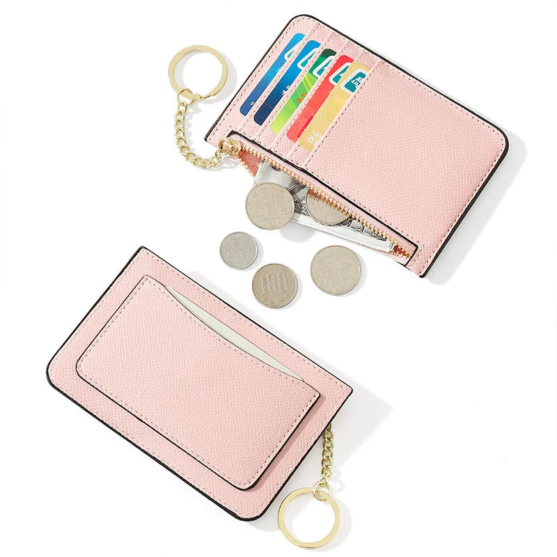 Monogrammed Women Multi Pocket Card Holder Super Thin Small Wallet PU Leather Mini Business Credit Card Case Ladies Coin Purse.