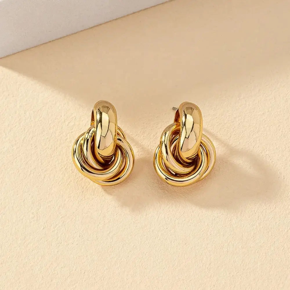 Gold SIlver Color Knot Hoop Earring For Women Shiny Plating Trendy Earring Stud Cute Daily Wear Jewelry 2024.