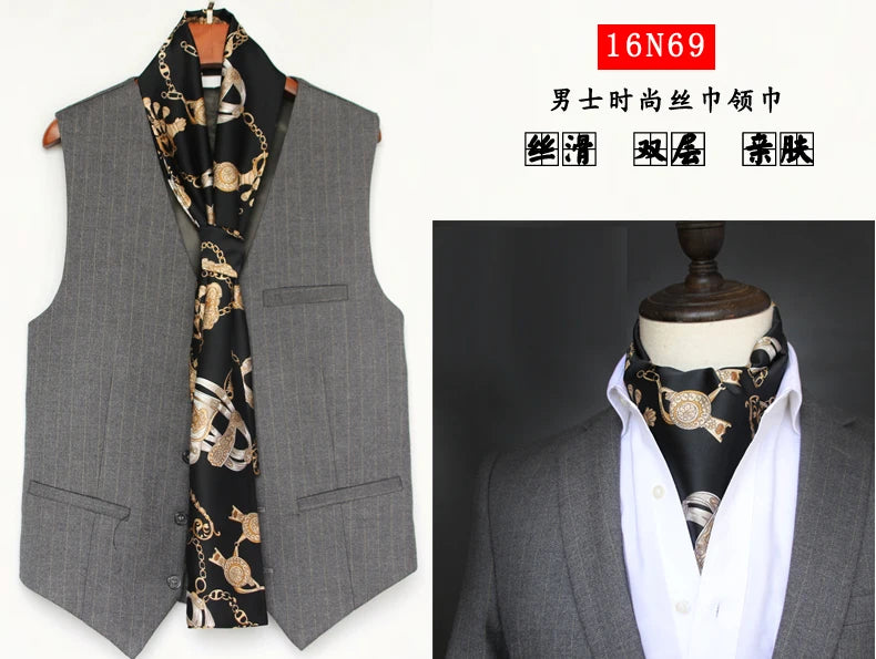 Elegant Double-Sided Hangzhou Silk Scarf for Men – Trendy Geometric Design for Autumn & Winter