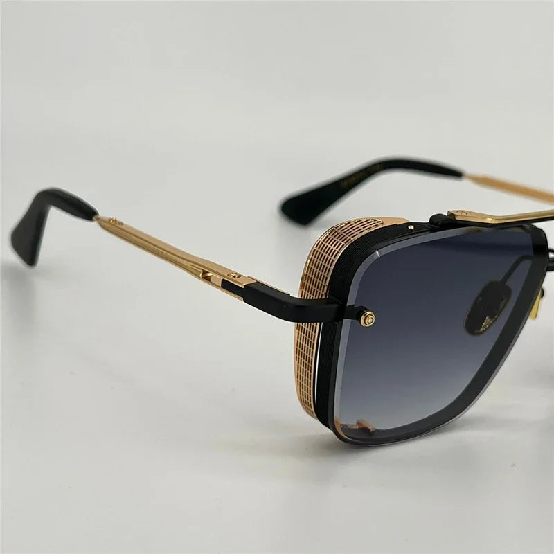 LIMTED EDITION M Six Men's Vintage Metal Sunglasses with Frameless UV 400 Lens - Stylish Square Design.