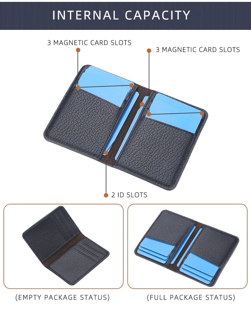 Slim Folding Wallet Men Soft Leather Card Wallet Mini Credit Card Holders Wallet Thin Card Purse Small Bags for Women Men Wallet.