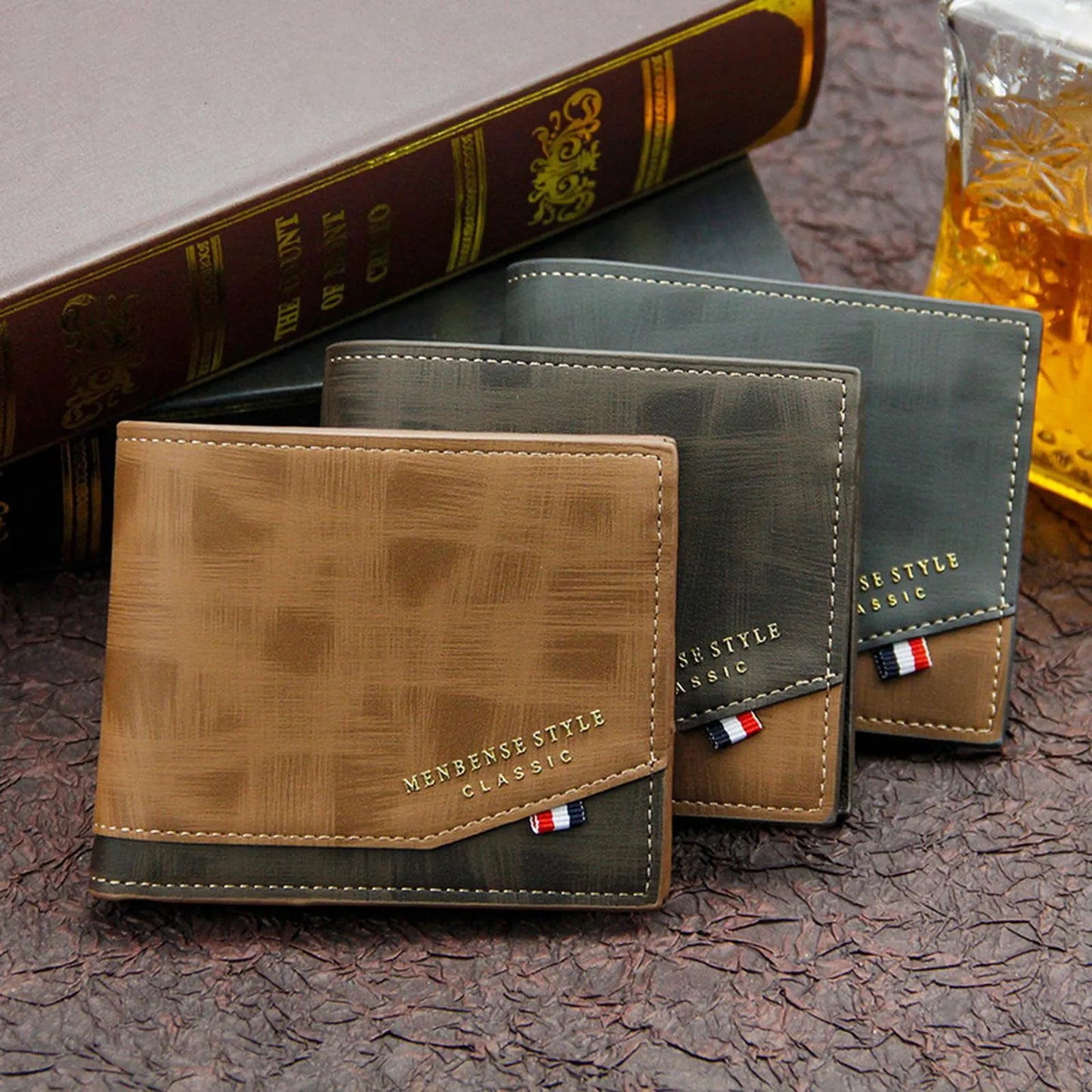 Men's Short Frosted Large Capacity Leather Wallet,Multi-Slot Coin Pocket Photo Holder Small Men's Wallet,Vintage Wallet for Male.