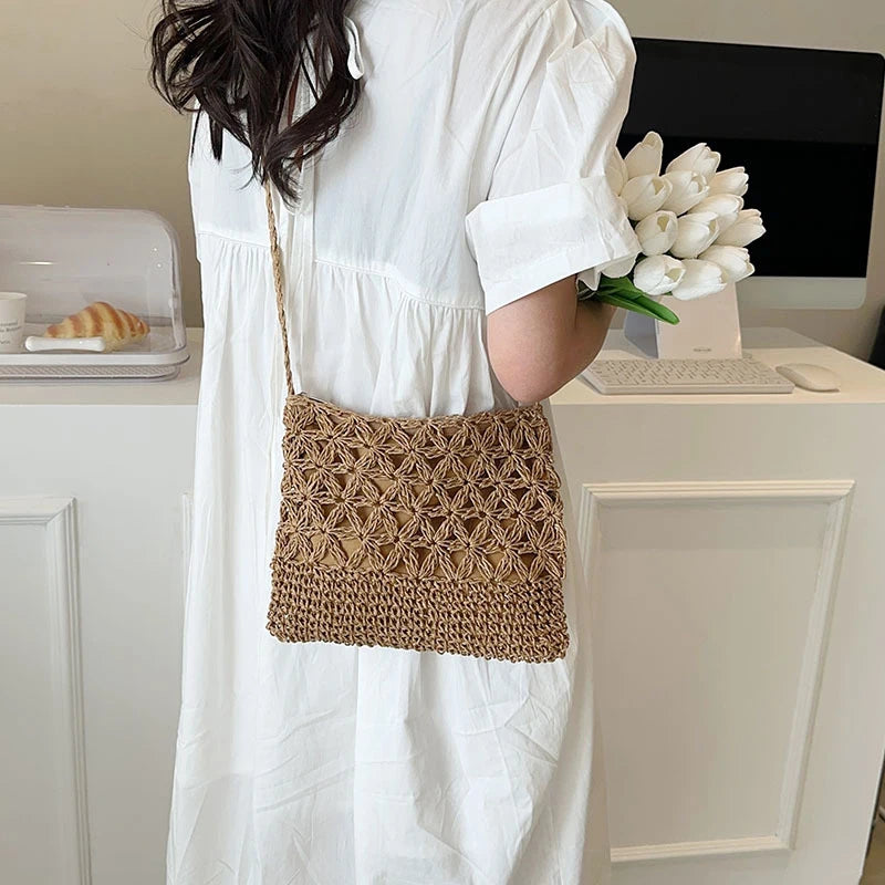 Small Fresh Crossbody Bag, Women's Bag, Straw Woven Shoulder Bag, Niche And Versatile Woven Bag, Simple And Fashionable Handbag.