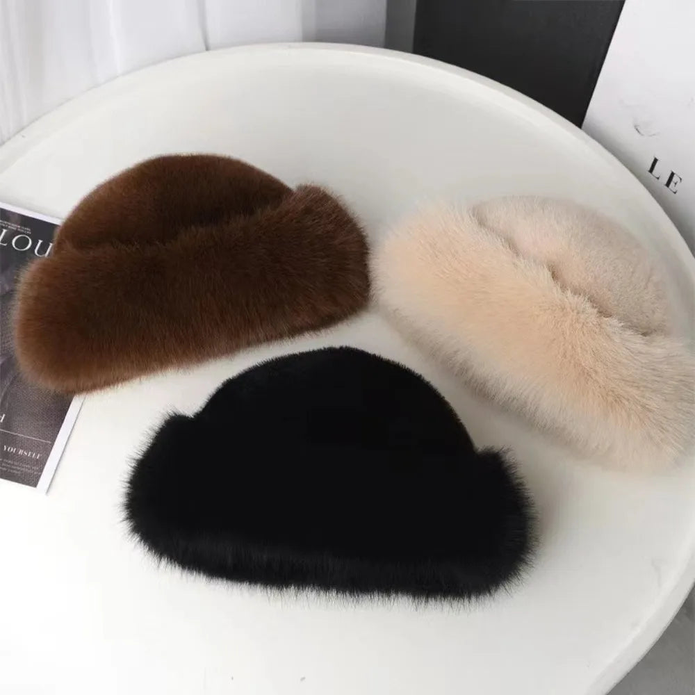 Cozy Faux Fur Bucket Hat for Winter - Stylish Panama Cap for Cold Weather & Holiday Gifts.