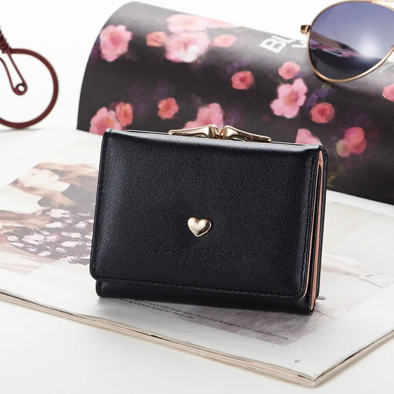 2024 New Purse Female Short Korean Version Of Students Fresh Folding Mini Metal Wallet Cute Animal Purse.