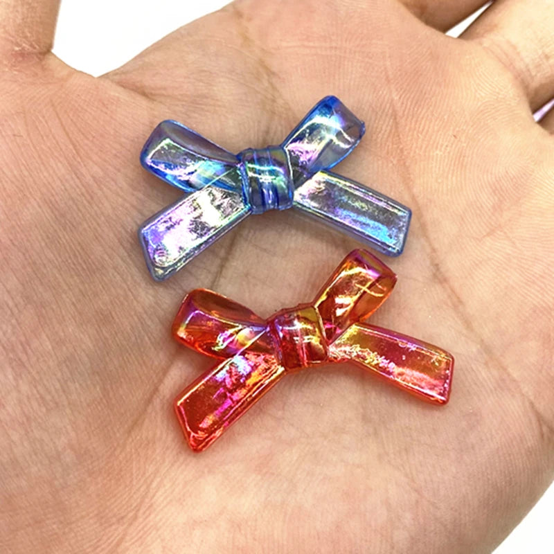 10 pcs/lot 34x20mm Bow Tie Shape Beads AB Color Acrylic  for Jewelry Making Handmade DIY Accessories.