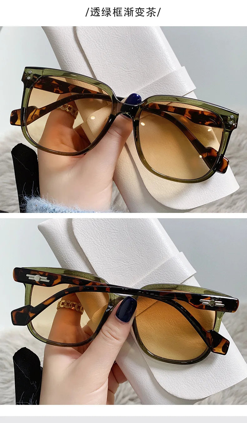 Retro Oversized Gradient Square Sunglasses for Women - Vintage Designer Beach Eyewear.