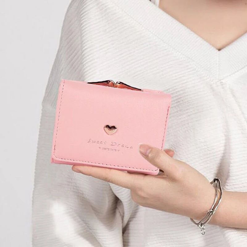 2024 New Purse Female Short Korean Version Of Students Fresh Folding Mini Metal Wallet Cute Animal Purse.