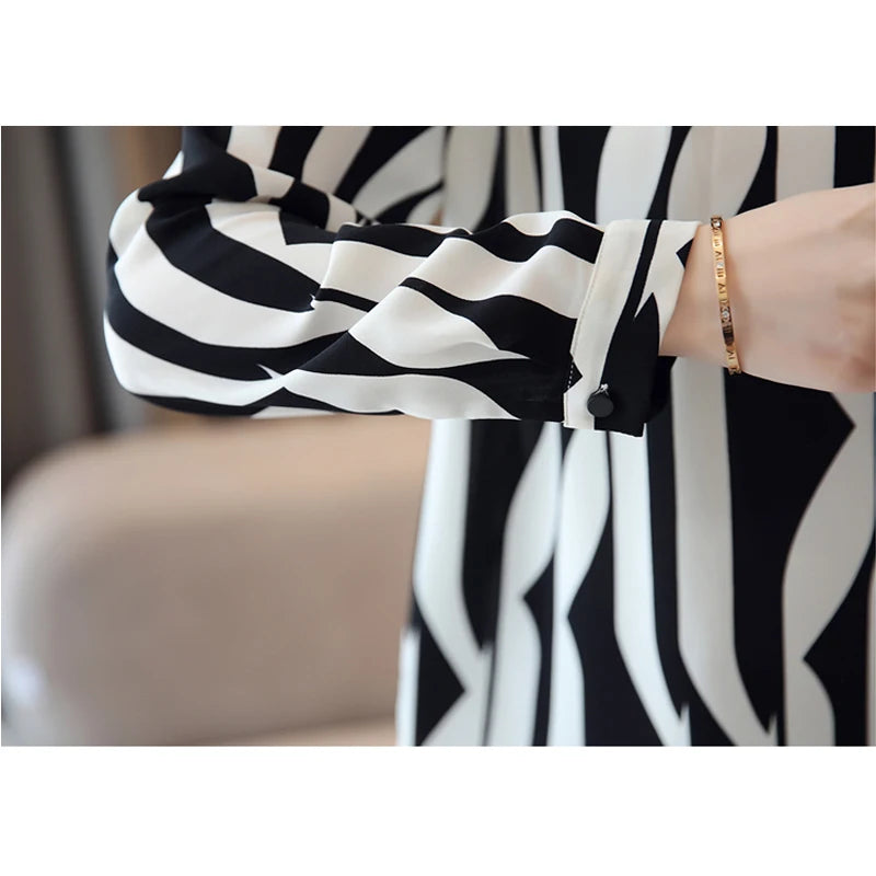 New Striped Chiffon Blouse Shirt Fashion Woman Blouse Long Sleeve Women Shirts Office Work Wear Womens Tops Blusas 0941 60.