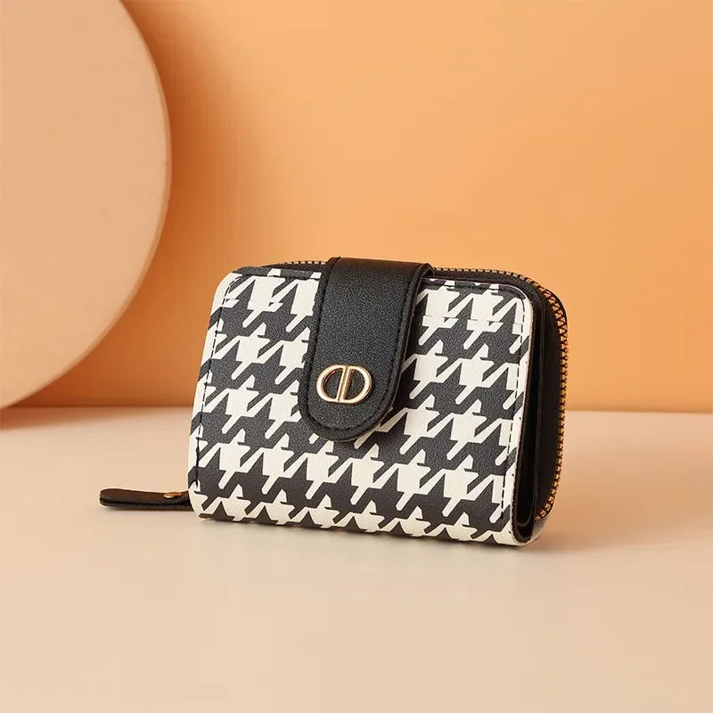 Light Luxury Women Short Wallet Buckle Zipper PU Leather Coin Purse Multi Card Anti Demagnetization Large Capacity Small Wallet.