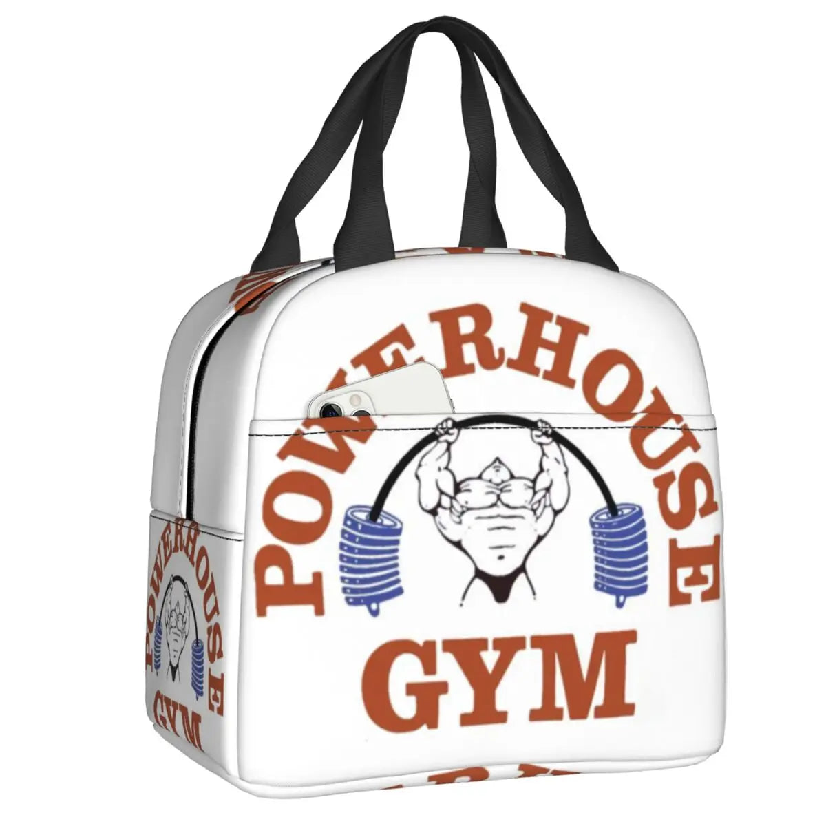 Powerhouse Gym Logo Portable Lunch Boxes Women Waterproof Bodybuilding Fitness Thermal Cooler Food Insulated Lunch Bag.