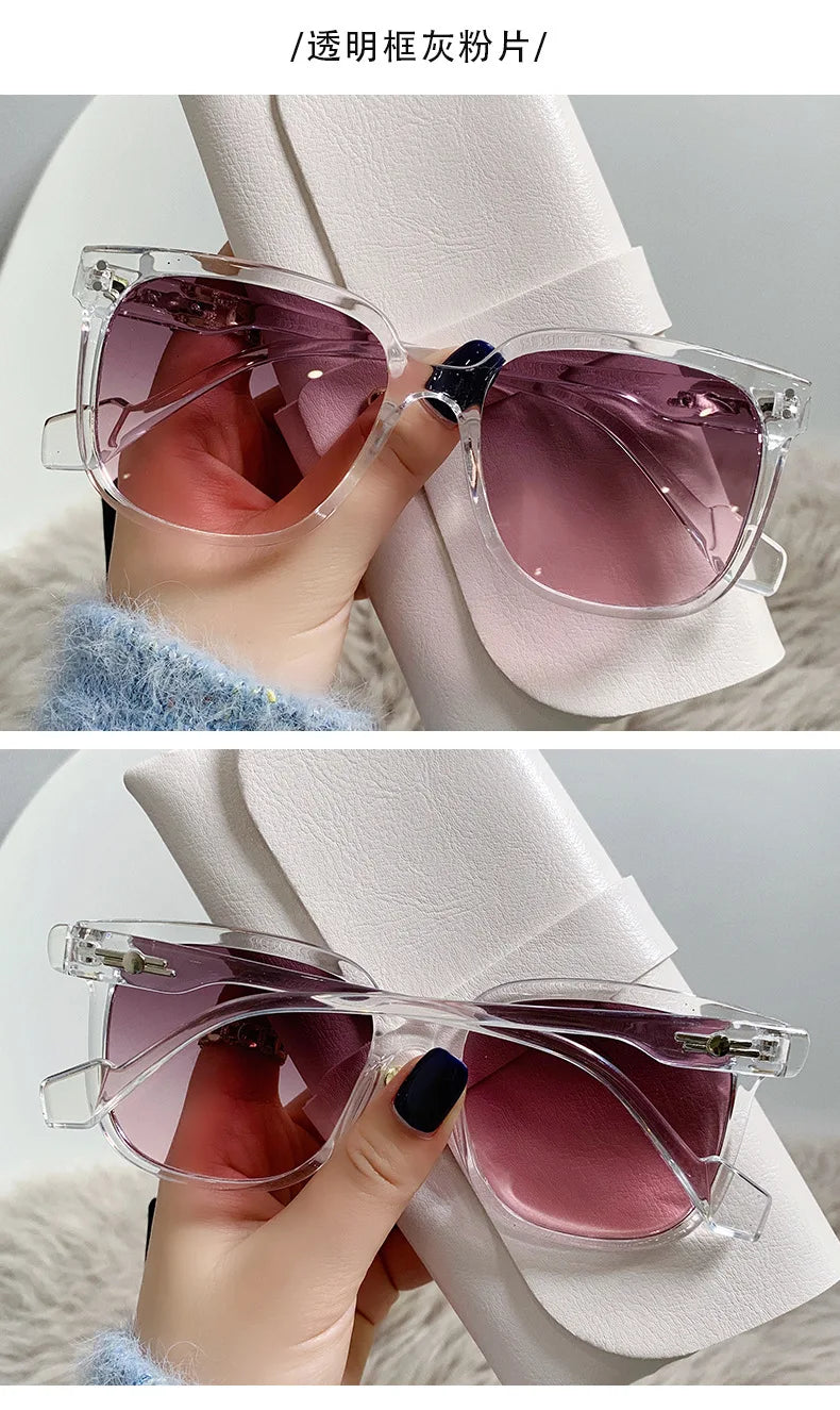 Retro Oversized Gradient Square Sunglasses for Women - Vintage Designer Beach Eyewear.