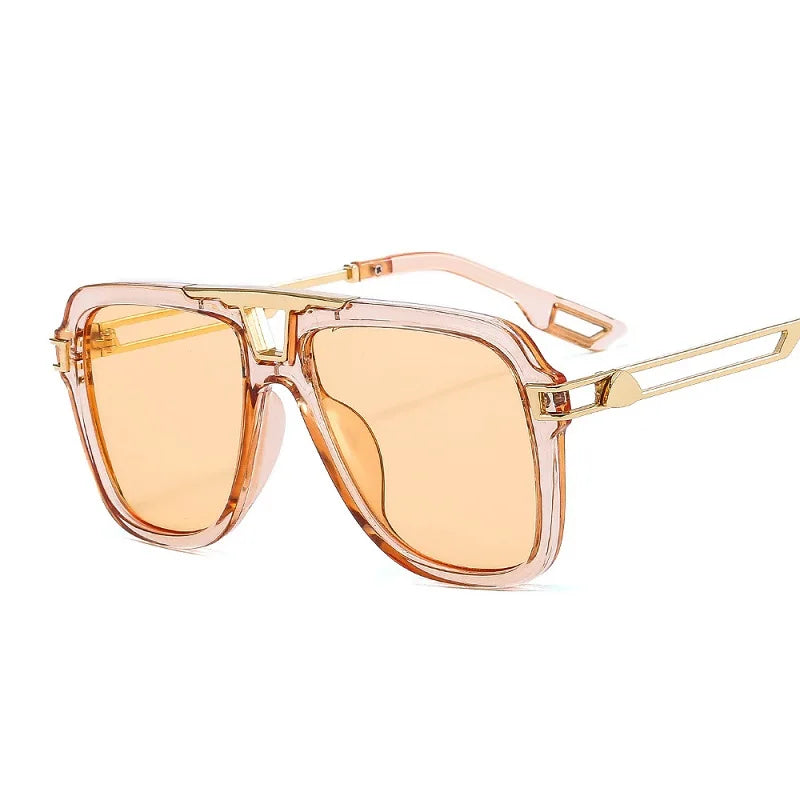 D&T 2022 Trendy Square Sunglasses for Men and Women with Gradient Lenses - Luxury Alloy Metal Frame, UV400 Protection.