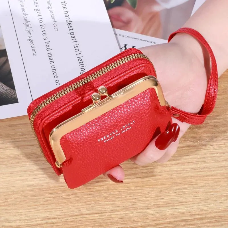 Wallet Women's Fashion Wrist Strap Short Zero Wallet Large Capacity Coin Clip Bag Multiple Card Positions Card Bag Money Clip.