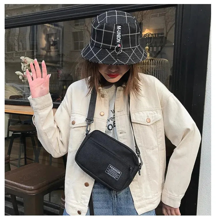 Casual Women Waist Packs Canvas Fashion Coin Purse Multifunctional Small Crossbody Bag for Women Short Wallet Sport Chest Bag