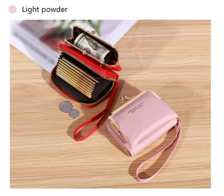 Wallet Women's Fashion Wrist Strap Short Zero Wallet Large Capacity Coin Clip Bag Multiple Card Positions Card Bag Money Clip