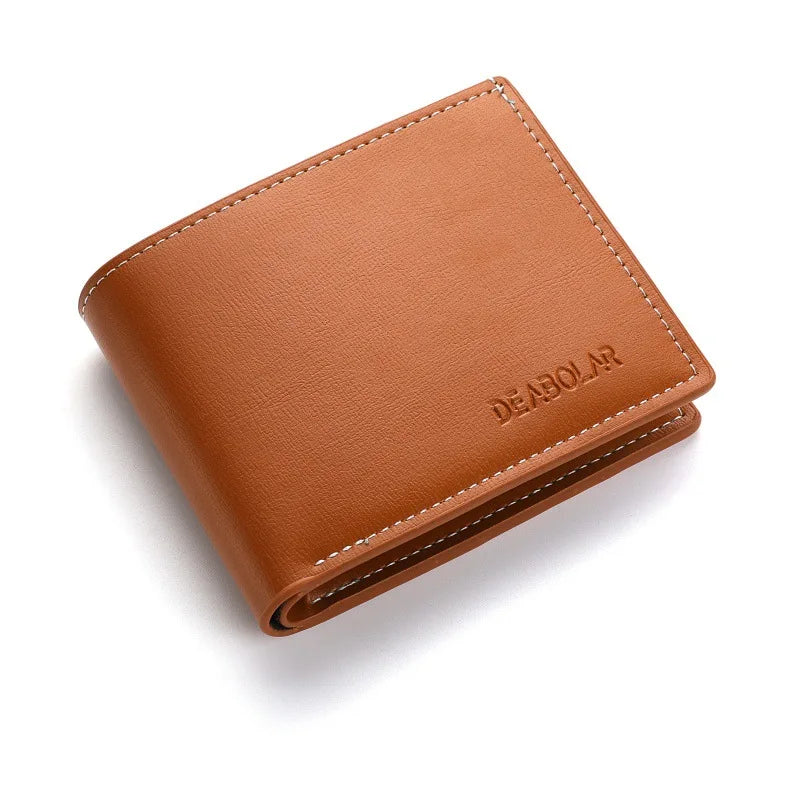 Pu Leather Men Short Wallet Thin Style Folding Young Men Credit Card Holder Wallet.