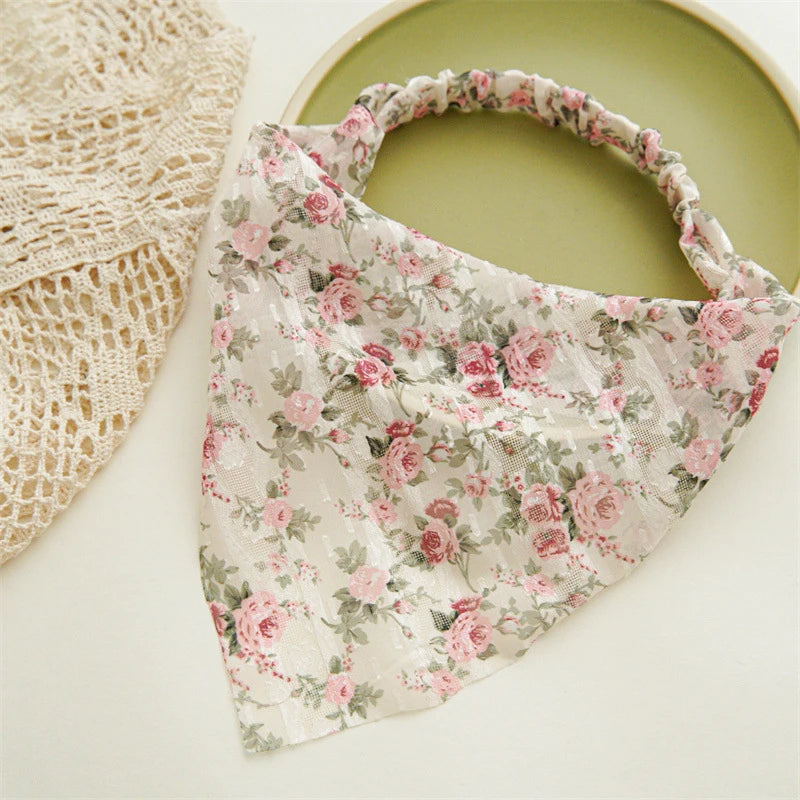 Floral Triangle Head Wrap Bandana for Women - Elastic Hair Accessories for Spring and Summer.