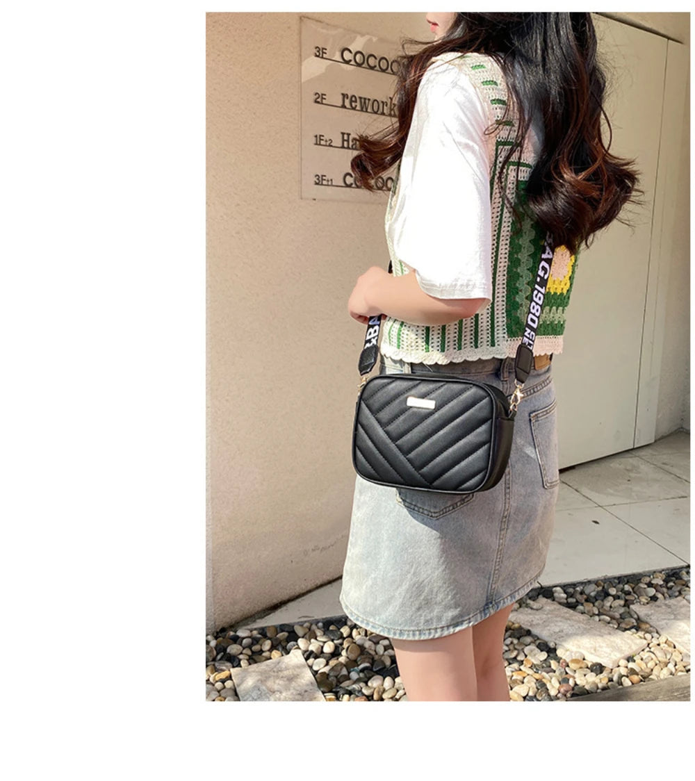 High Quality PU Shoulder Bags for Woman's Handbag Simple Crossbody Casual Messenger Bag Female Cool Shoulder Bags Phone Bag.