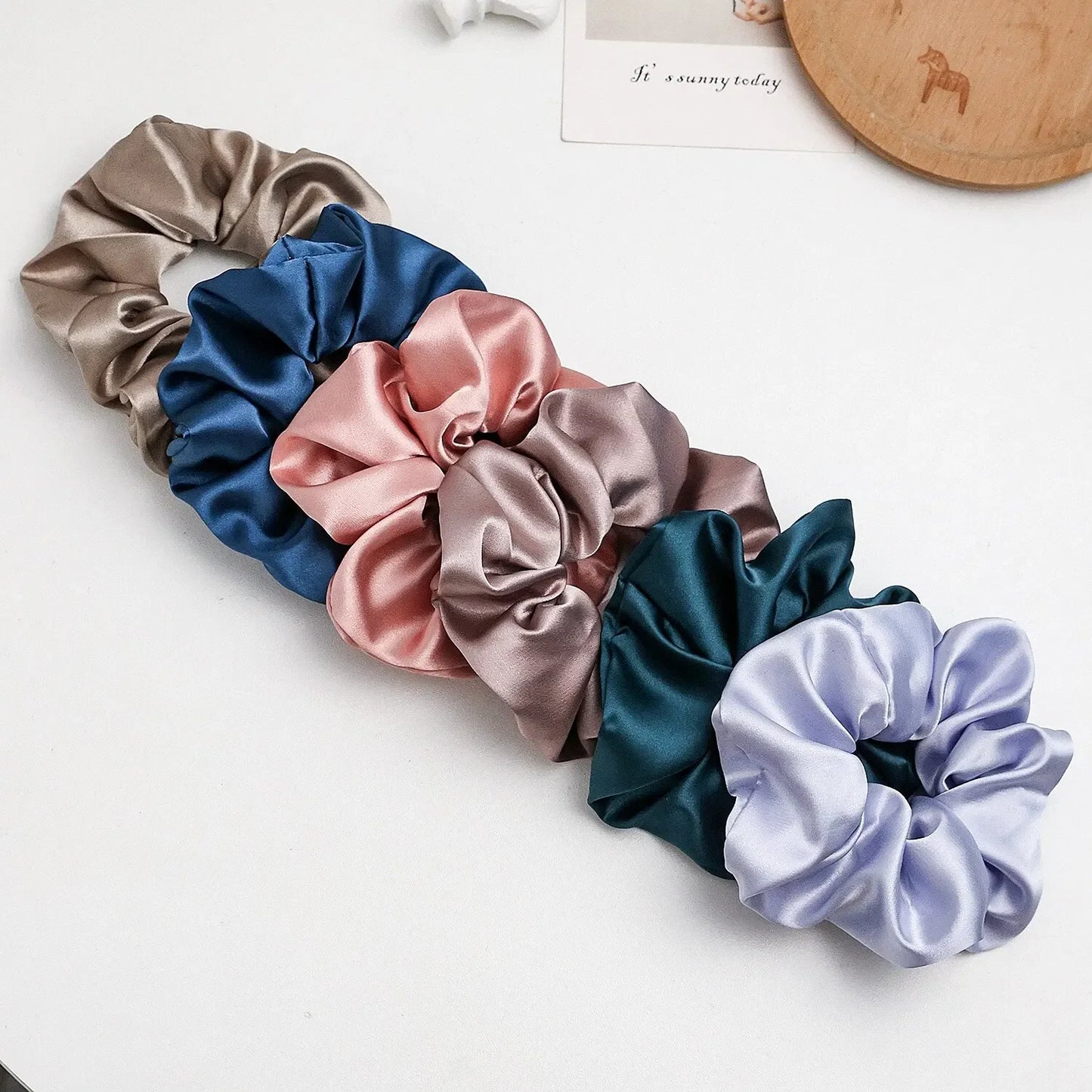 6-Pack Women's Elegant Satin Scrunchies for Everyday Wear.