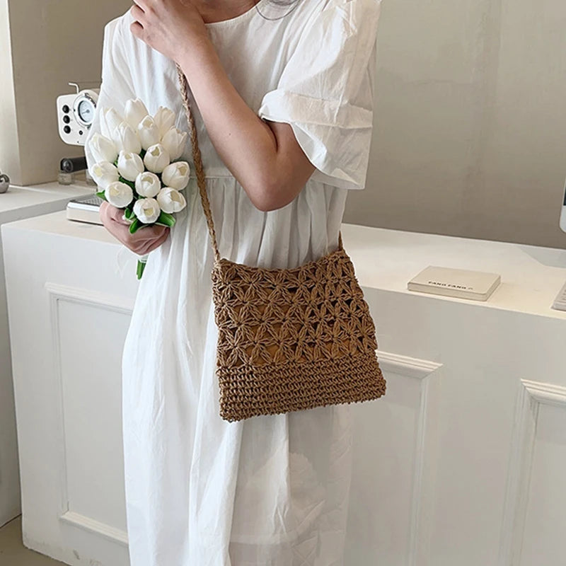 Small Fresh Crossbody Bag, Women's Bag, Straw Woven Shoulder Bag, Niche And Versatile Woven Bag, Simple And Fashionable Handbag.