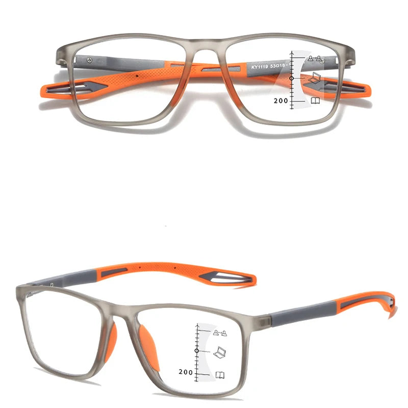 Large Frame Multifocal Reading Glasses with Anti-Blue Light Protection for Men and Women.