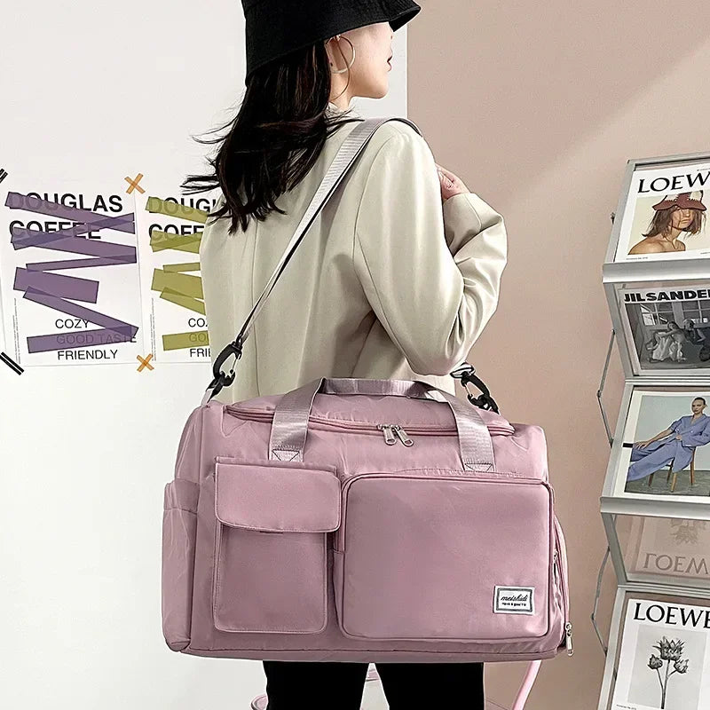 Womens travel bags, weekender carry on for women, sports Gym Bag, workout duffel bag, overnight shoulder Bag.