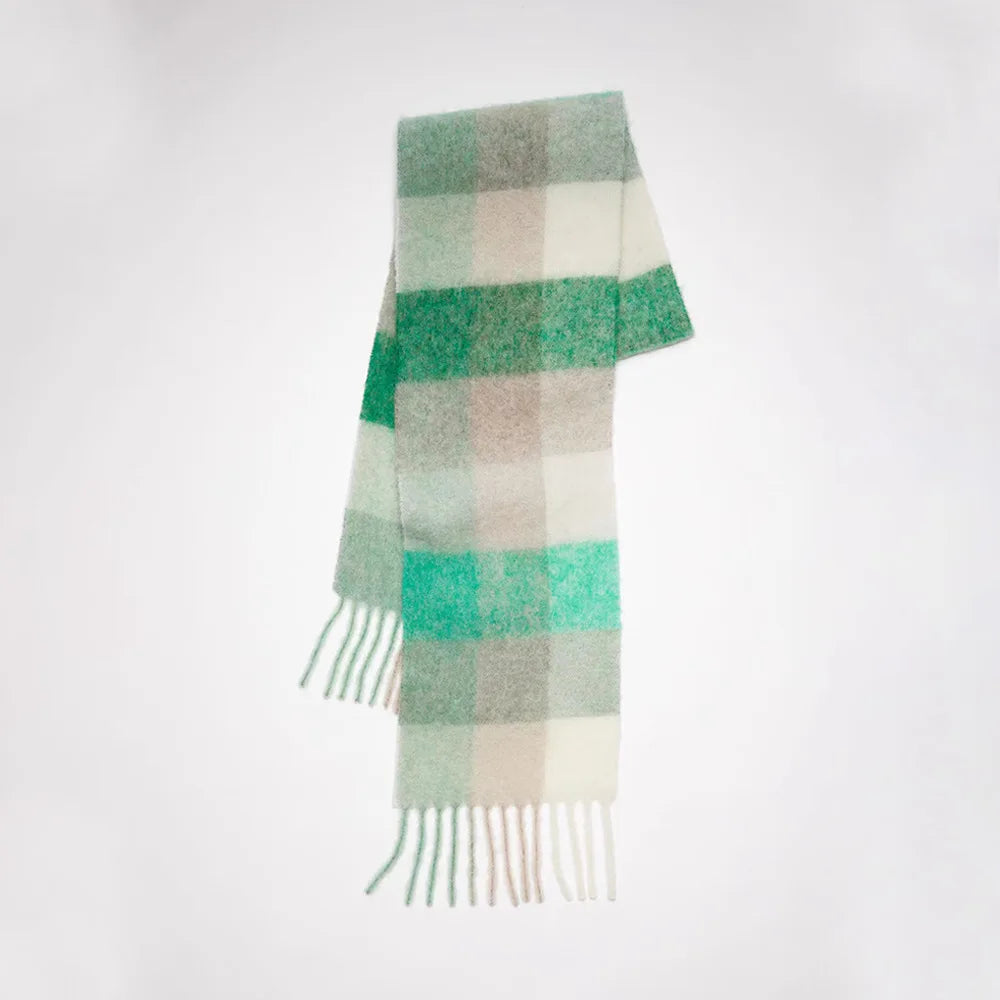 Elegant Women's Cashmere Plaid Scarf - Winter Warm Pashmina Shawl with Tassels, Thick Wrap for Outdoor Style.