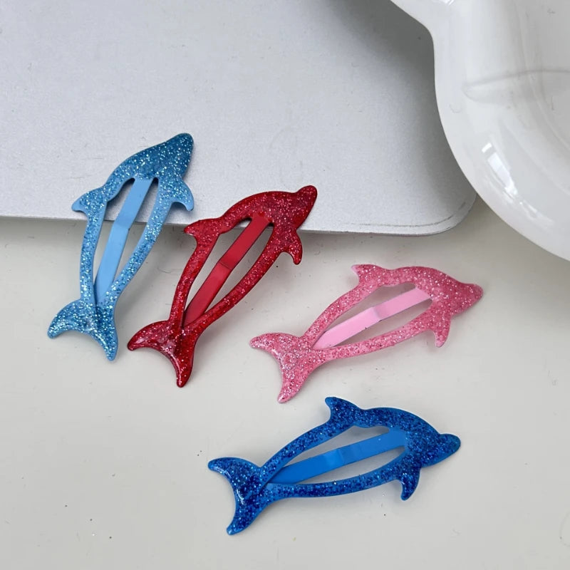 Adorable 2-Piece Dolphin and Crab Hair Clips for Girls and Women - Perfect Holiday Party Accessories.