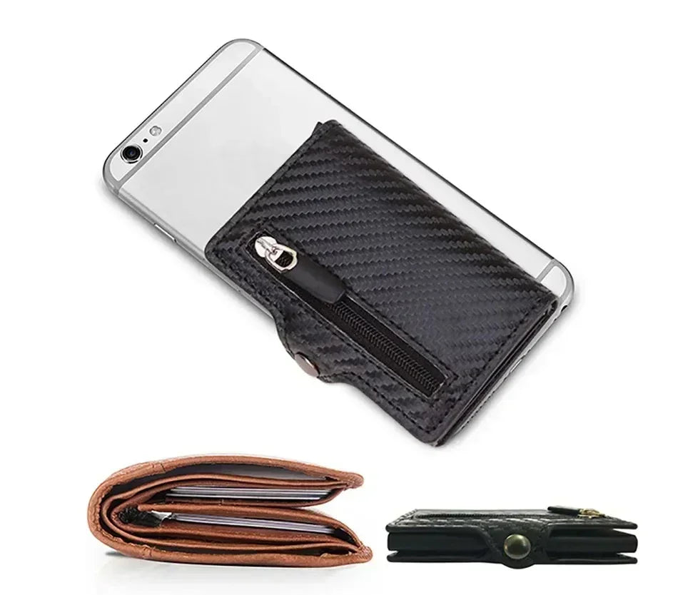 Carbon Fiber Slim Aluminum Men Wallet ID Credit Card Holder Mini RFID Wallet Automatic Pop up Bank Card Case Black Vallet 2023