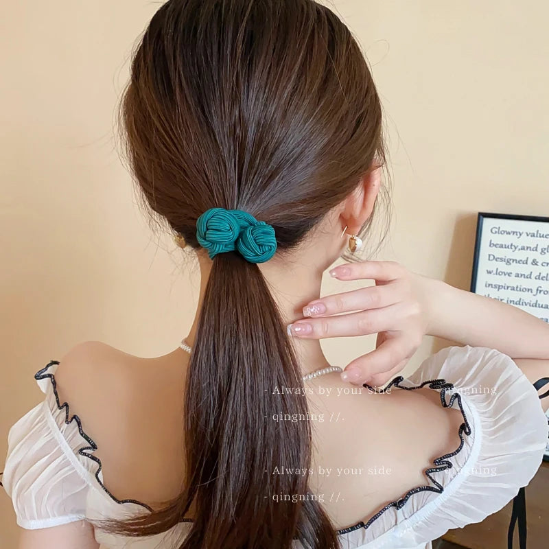 Vibrant Double Knot Bow Hair Scrunchies - Elastic Hair Bands for Women - Stylish Ponytail Holders and Accessories