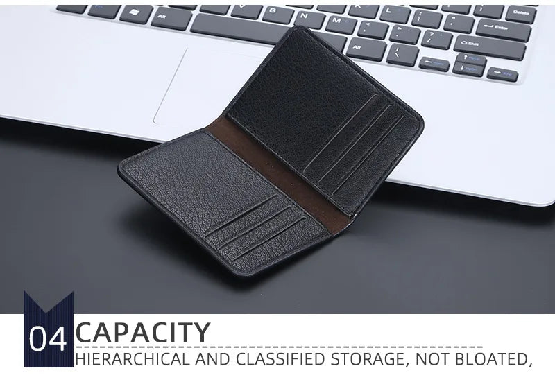 Slim Folding Wallet Men Soft Leather Card Wallet Mini Credit Card Holders Wallet Thin Card Purse Small Bags for Women Men Wallet - Elevate Your Body