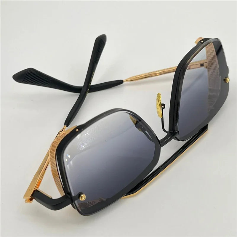 LIMTED EDITION M Six Men's Vintage Metal Sunglasses with Frameless UV 400 Lens - Stylish Square Design