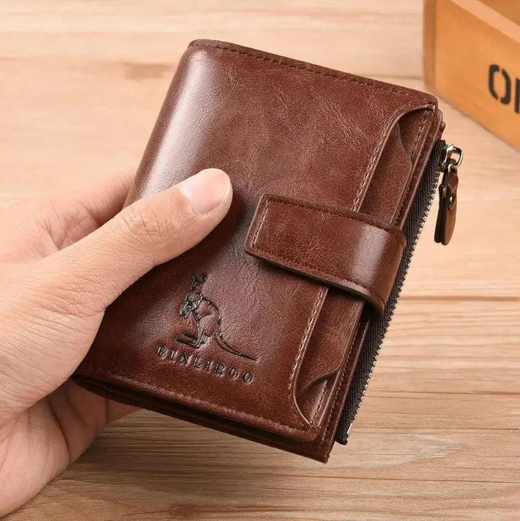 Men's Coin Purse Wallet RFID Blocking Man PU Leather Wallet Zipper Business Card Holder Money Bag Wallet Male.