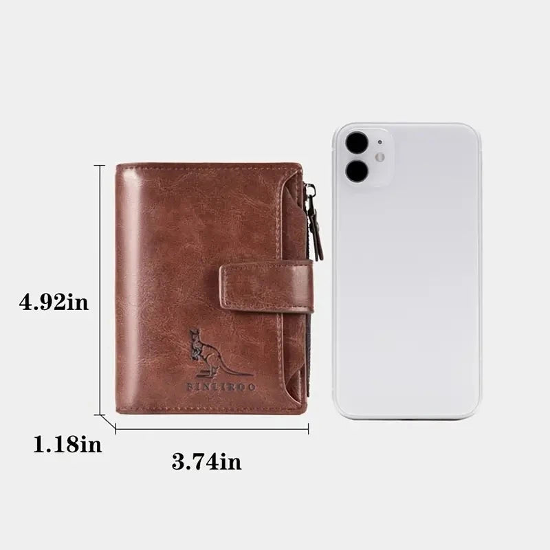 Men's Coin Purse Wallet RFID Blocking Man PU Leather Wallet Zipper Business Card Holder Money Bag Wallet Male.