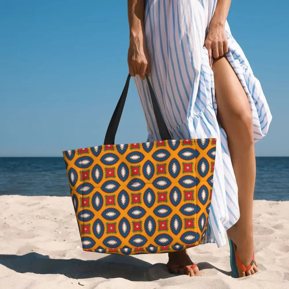 Custom African Kente Cloth Design Tote Bag for Women Large Capacity Traditional Africa Ethnic Ankara Beach Gym Travel Bags