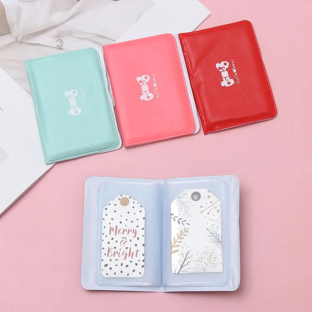 PVC Ladies Card Holder 12 Card Bit Card Cover with Bow--knot Portable Card Bag ID Holders Storage Accessories.