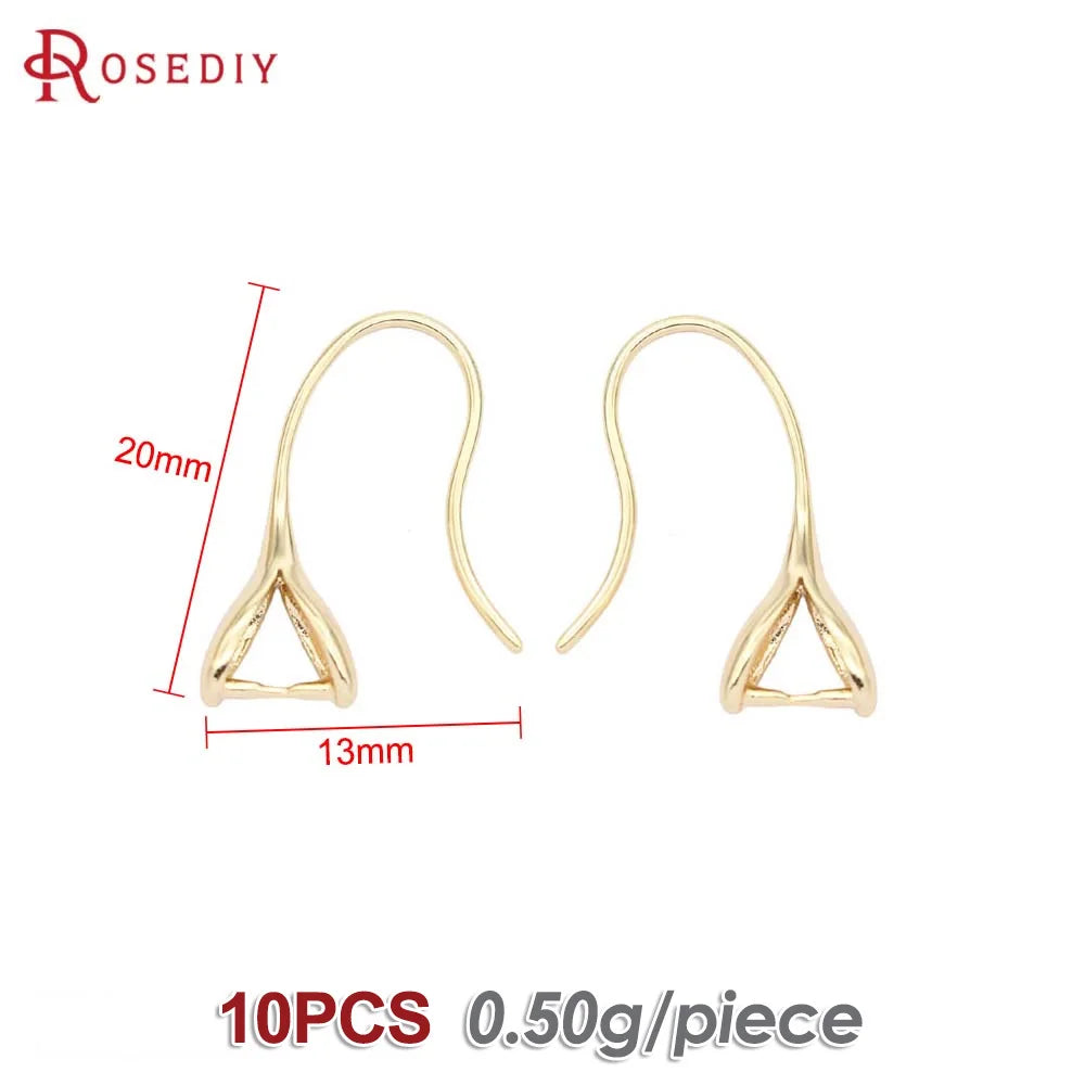 10PCS 18K Gold Color Brass with Clasps Clip Earrings Hooks High Quality Diy Jewelry Making Earrings Accessories for Women.