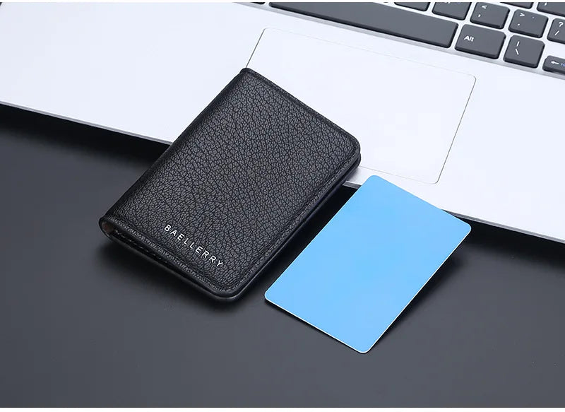 Slim Folding Wallet Men Soft Leather Card Wallet Mini Credit Card Holders Wallet Thin Card Purse Small Bags for Women Men Wallet.