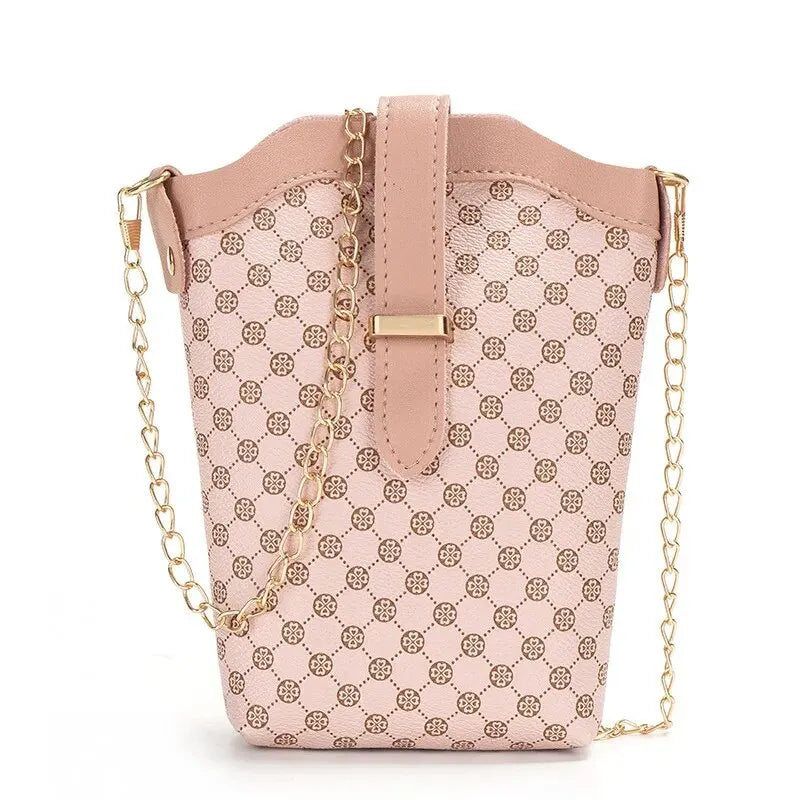 Fashionable Ladies Phone Bag Chain Strap Crossbody Bag Coin Purse Trendy Simple Style Vertical Square Shape Small Size Mobile.