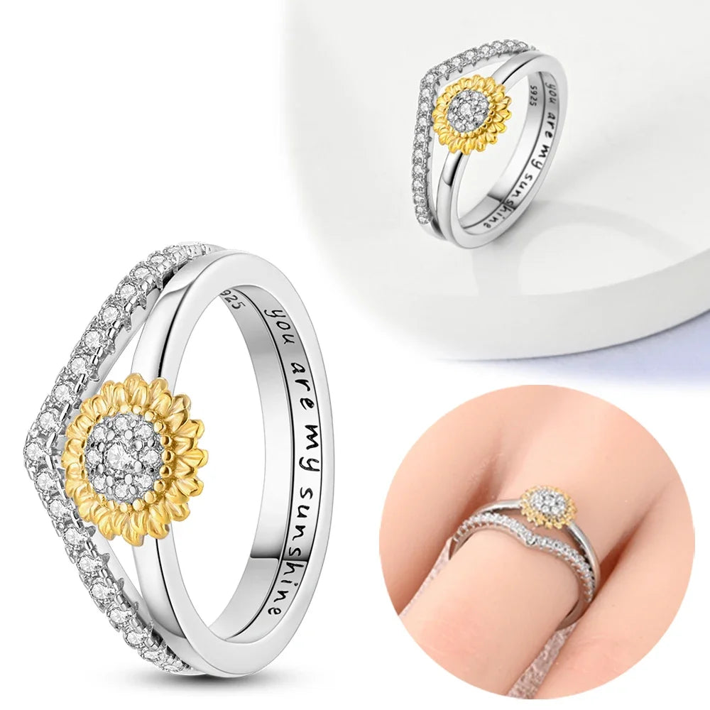 2024 New 925 Silver Ring Rose in Bloom Ring Love Mom Finger Ring Women Mother's Day Fine Jewelry Gift.