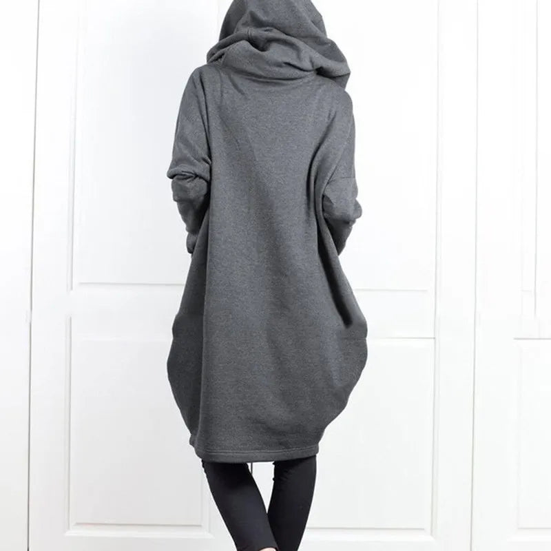 Autumn Winter Oversized Loose Casual Zipper Hoodies Female Fake Two Piece Pocket Cardigan Top Women Coat Outwear Lady Sweatshirt.