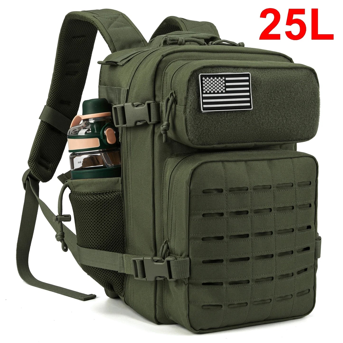 QT&QY 25L/45L Tactical Backpack for Men and Women Outdoor Survival Bug Out Bag Small School Rucksack Hking with Bottle Holder.