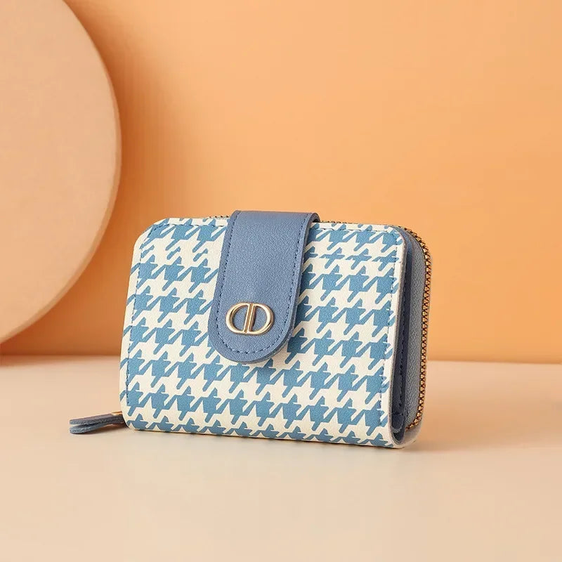 Light Luxury Women Short Wallet Buckle Zipper PU Leather Coin Purse Multi Card Anti Demagnetization Large Capacity Small Wallet.