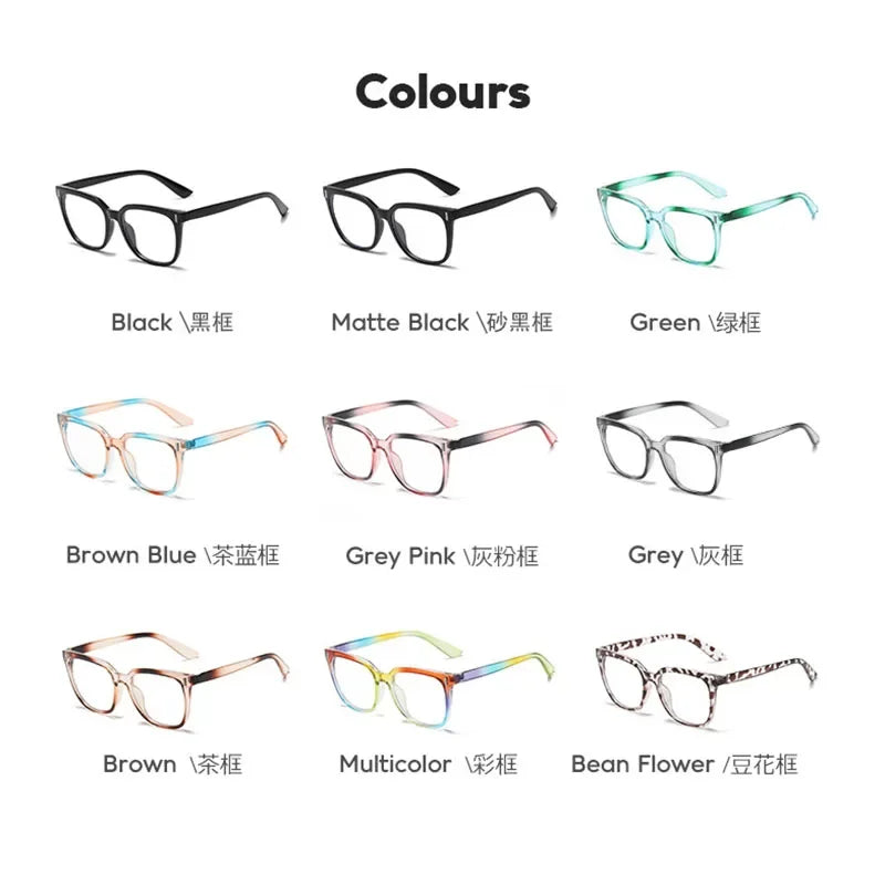 Vintage Retro Gradient Anti-Blue Light Glasses for Myopia - Large Frame Eyewear for Men and Women.