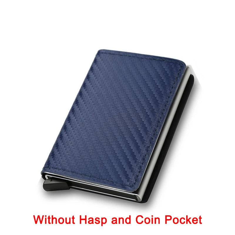 Carbon Fiber Slim Aluminum Men Wallet ID Credit Card Holder Mini RFID Wallet Automatic Pop up Bank Card Case Black Vallet 2023.