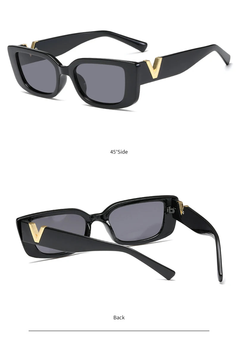 Chic Cat Eye Sunglasses with Luxury V Design for Women - Classic Rectangle UV400 Driving Eyewear.